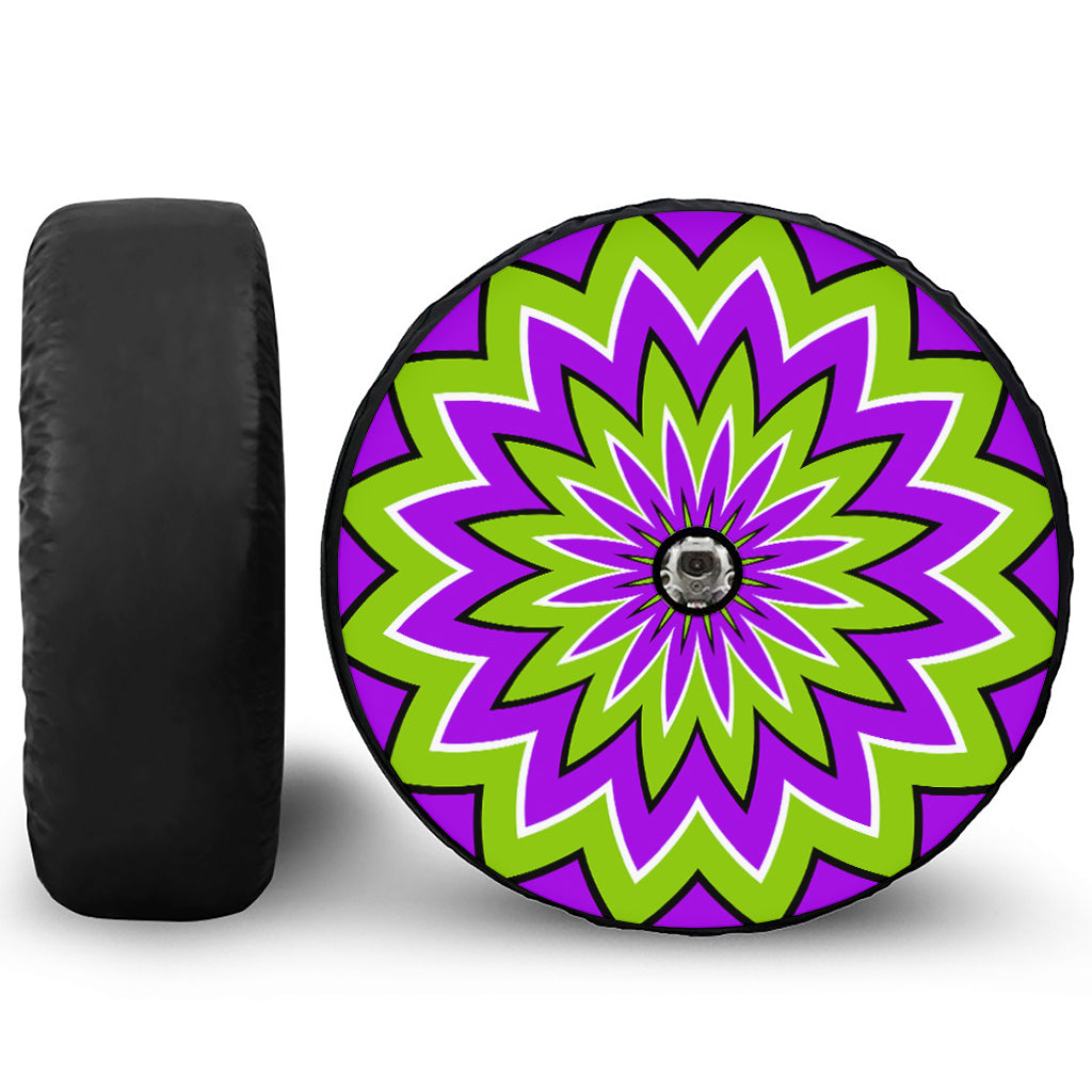 Green Flower Moving Optical Illusion Tire Cover With Camera Hole