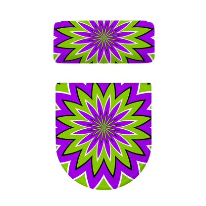 Green Flower Moving Optical Illusion Toilet Lid And Tank Cover Set