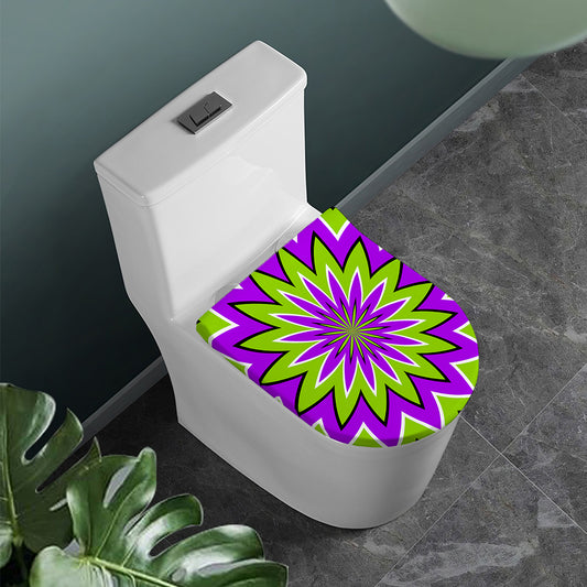 Green Flower Moving Optical Illusion Toilet Lid Cover
