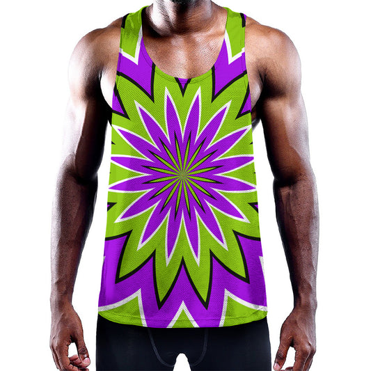 Green Flower Moving Optical Illusion Training Tank Top