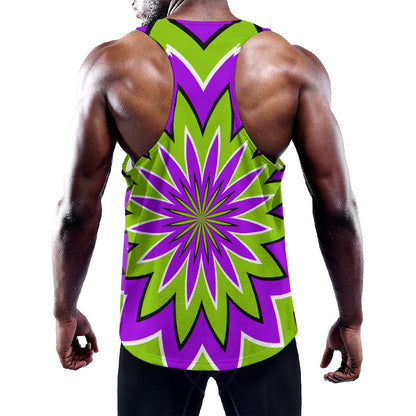 Green Flower Moving Optical Illusion Training Tank Top