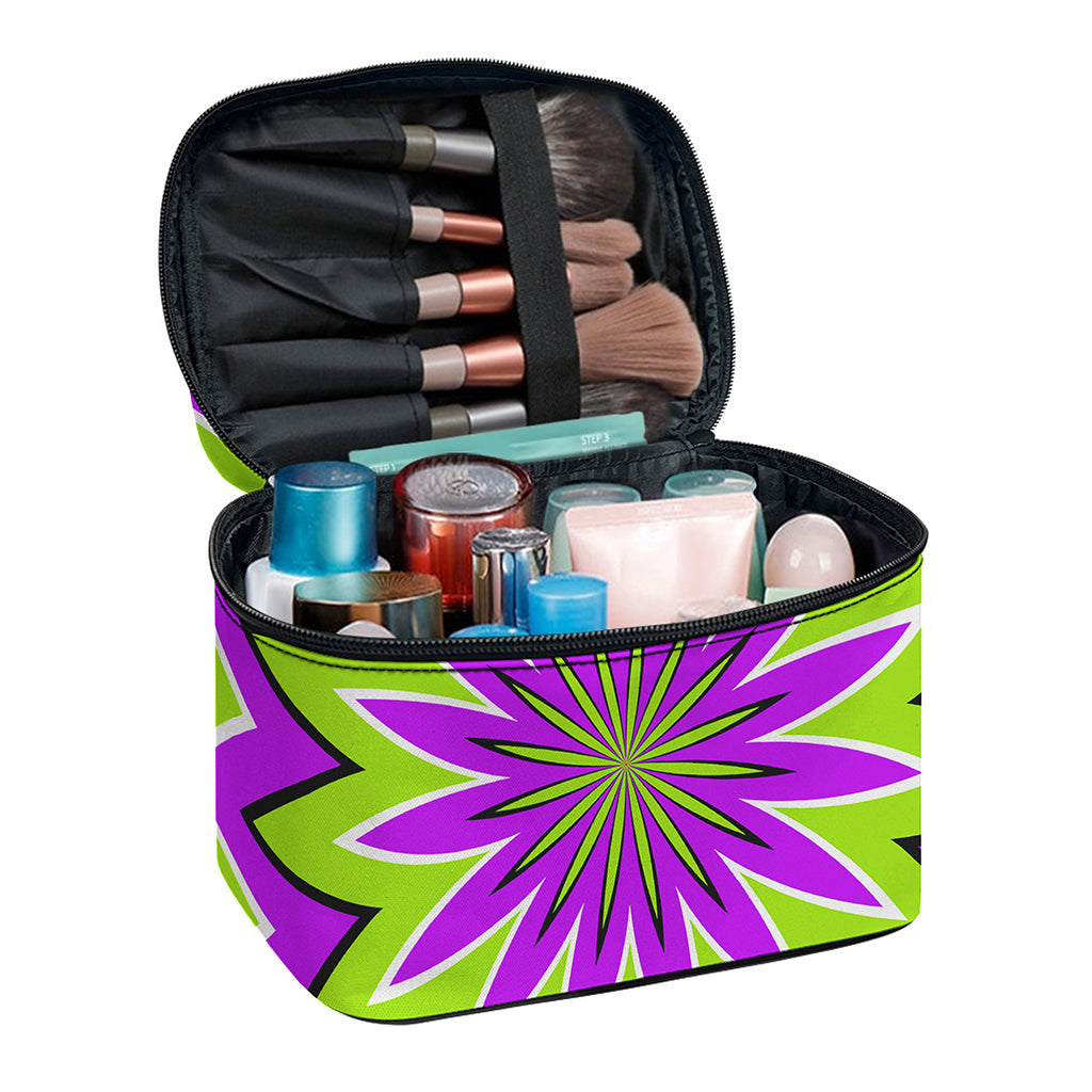 Green Flower Moving Optical Illusion Travel Makeup Bag