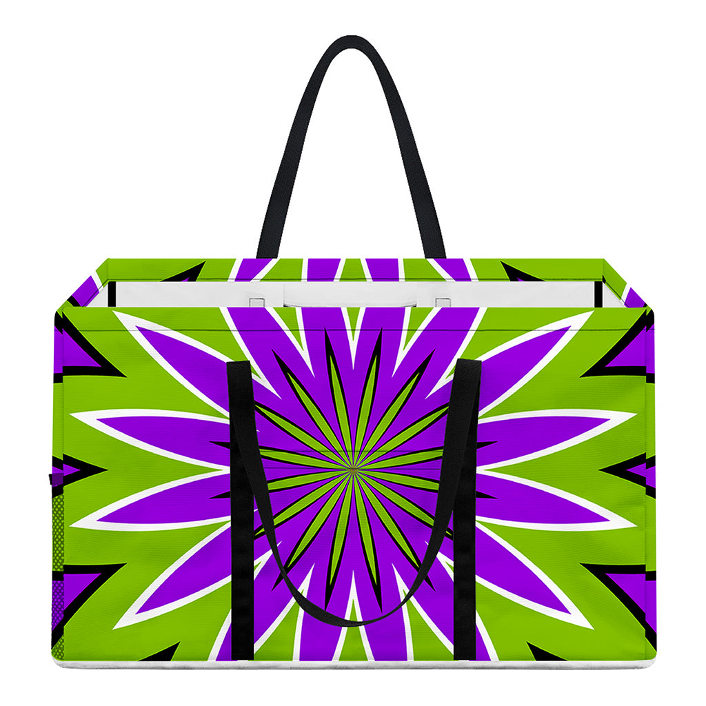 Green Flower Moving Optical Illusion Utility Tote Bag