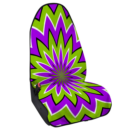 Green Flower Moving Optical Illusion Waterproof Car Seat Cover
