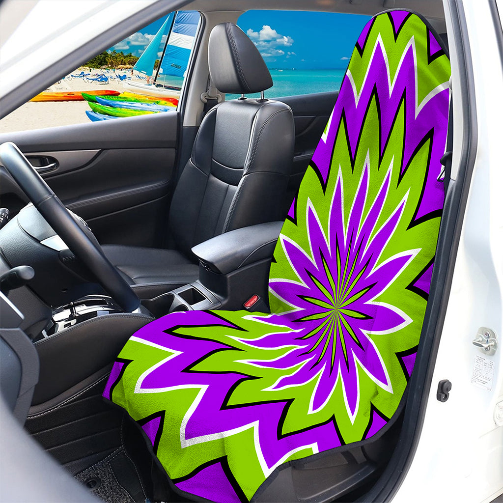 Green Flower Moving Optical Illusion Waterproof Car Seat Cover