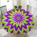 Green Flower Moving Optical Illusion Waterproof Round Tablecloth