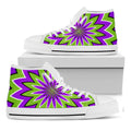 Green Flower Moving Optical Illusion White High Top Sneakers