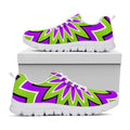 Green Flower Moving Optical Illusion White Running Shoes
