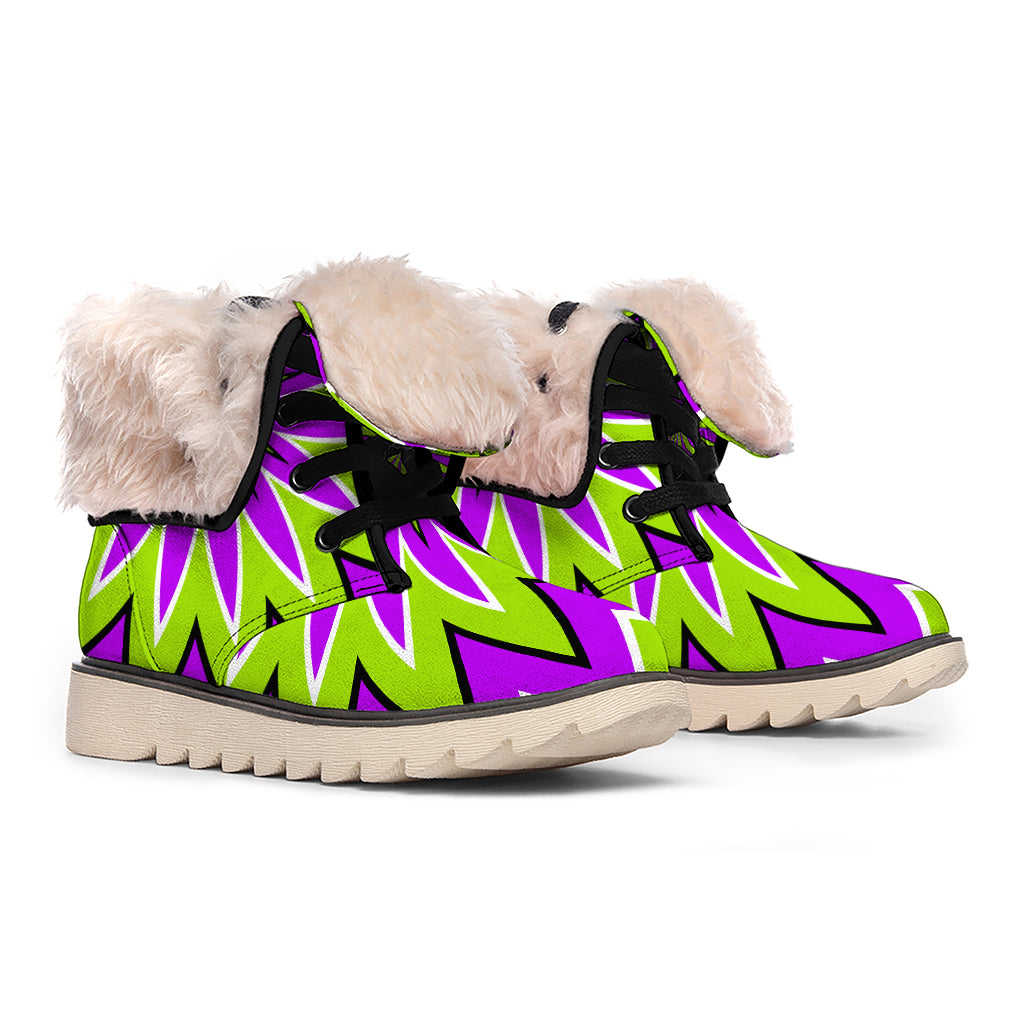 Green Flower Moving Optical Illusion Winter Boots