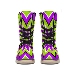 Green Flower Moving Optical Illusion Winter Boots