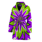 Green Flower Moving Optical Illusion Women's Bathrobe