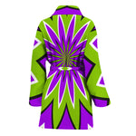 Green Flower Moving Optical Illusion Women's Bathrobe
