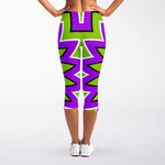 Green Flower Moving Optical Illusion Women's Capri Leggings