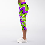 Green Flower Moving Optical Illusion Women's Capri Leggings
