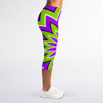 Green Flower Moving Optical Illusion Women's Capri Leggings