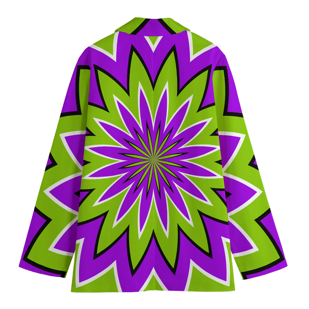 Green Flower Moving Optical Illusion Women's Cotton Blazer