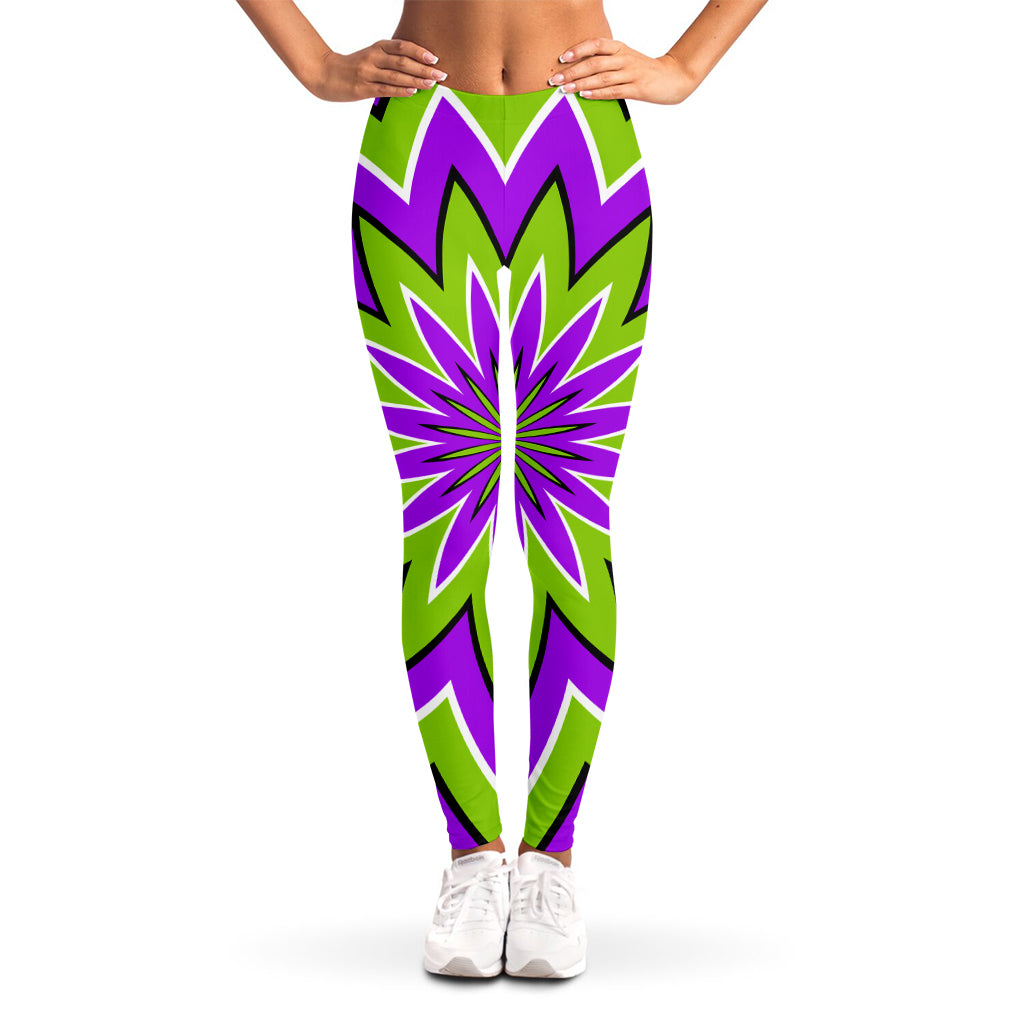 Green Flower Moving Optical Illusion Women's Leggings