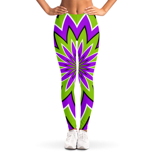 Green Flower Moving Optical Illusion Women's Leggings