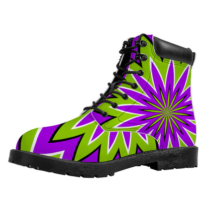 Green Flower Moving Optical Illusion Work Boots