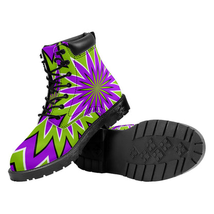 Green Flower Moving Optical Illusion Work Boots