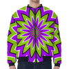 Green Flower Moving Optical Illusion Zip Sleeve Bomber Jacket