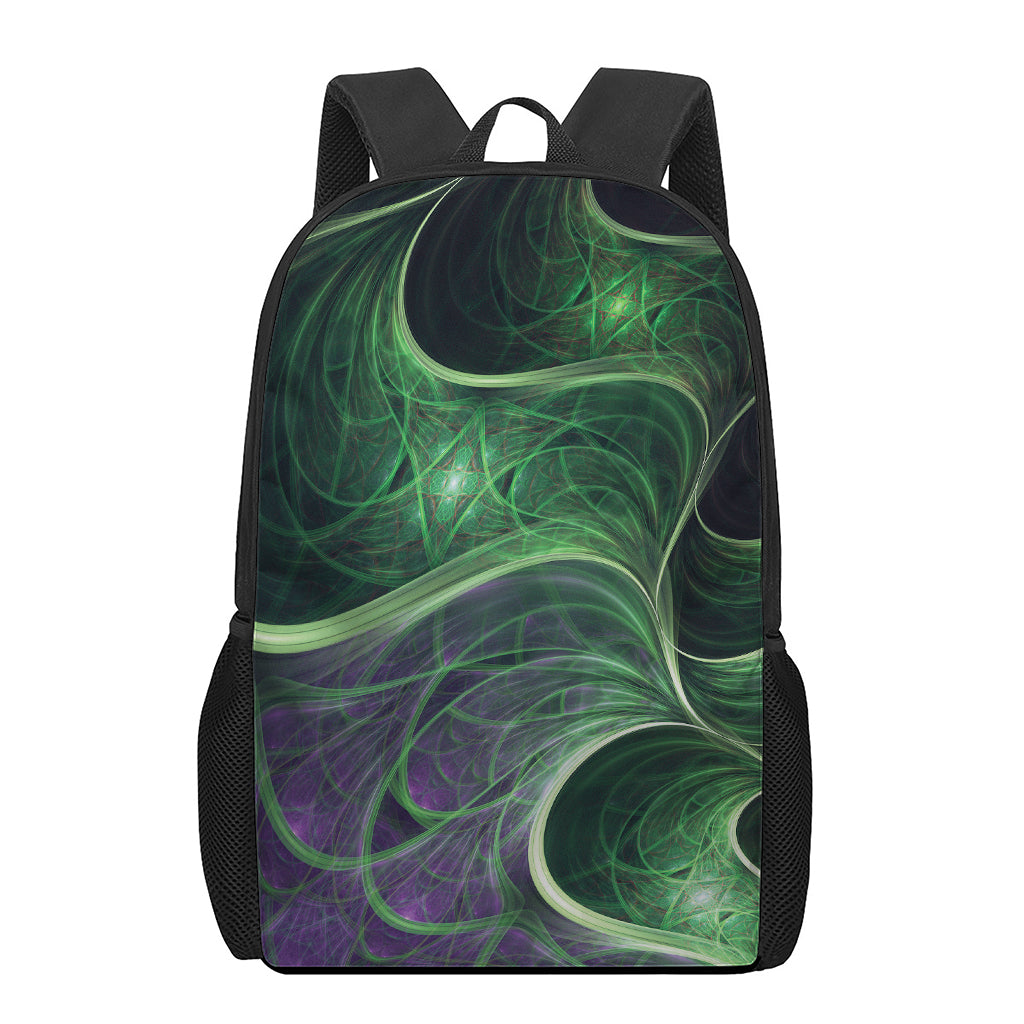 Green Fractal Print 17 Inch Backpack
