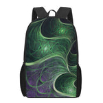Green Fractal Print 17 Inch Backpack