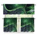 Green Fractal Print 3 Piece Kitchen Curtains