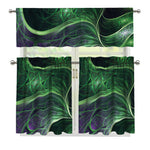 Green Fractal Print 3 Piece Kitchen Curtains