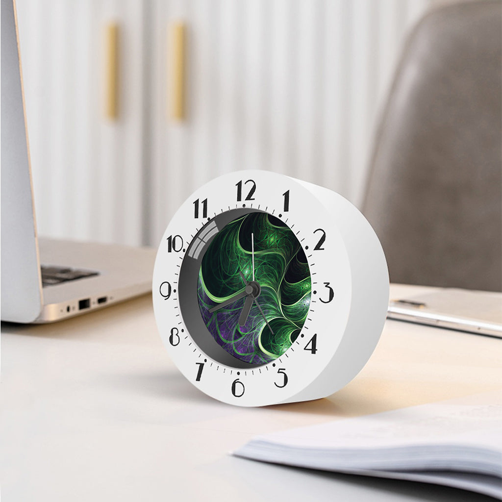 Green Fractal Print Alarm Clock