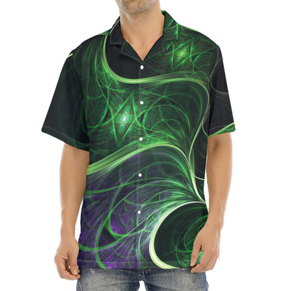 Green Fractal Print Aloha Shirt