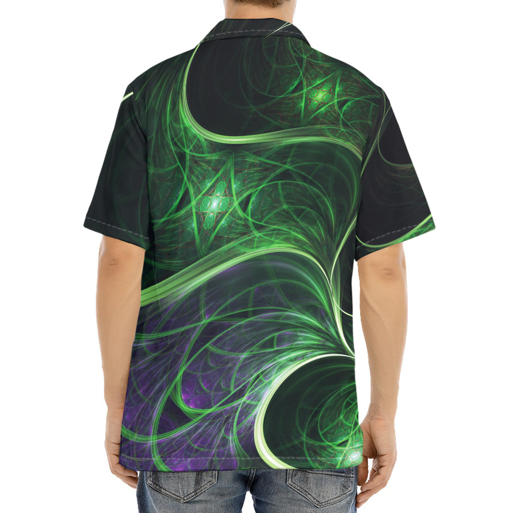 Green Fractal Print Aloha Shirt