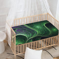 Green Fractal Print Baby Crib Sheet