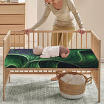 Green Fractal Print Baby Crib Sheet