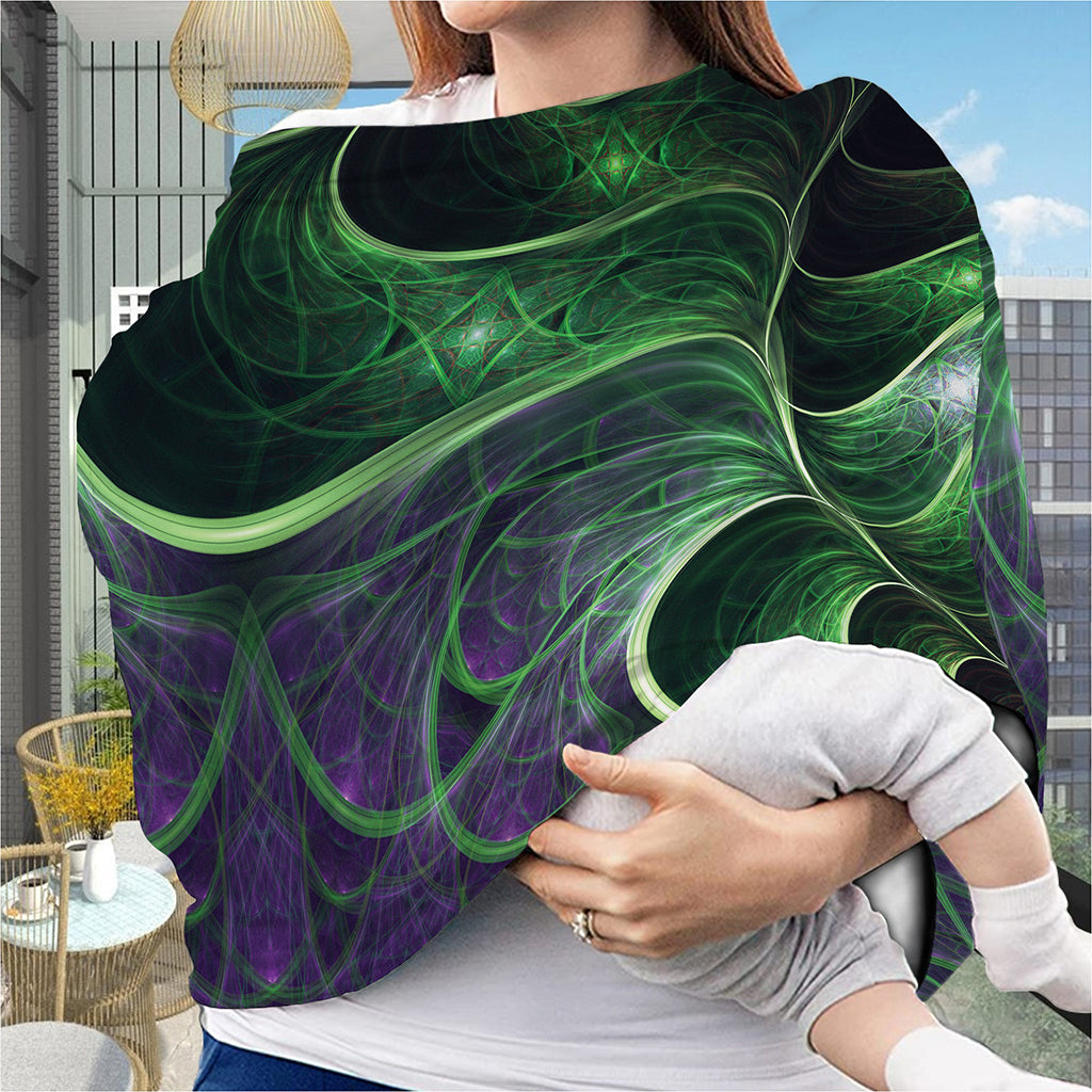 Green Fractal Print Baby Seat Cover
