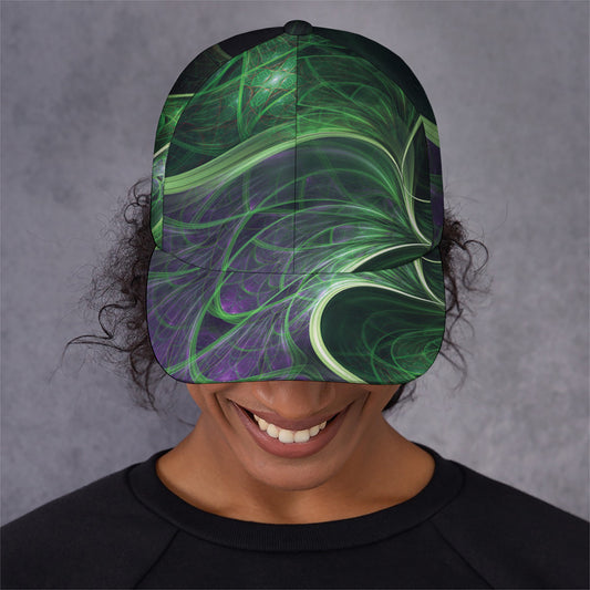 Green Fractal Print Baseball Cap