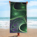 Green Fractal Print Beach Towel