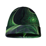 Green Fractal Print Beanie
