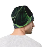Green Fractal Print Beanie