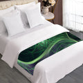 Green Fractal Print Bed Runner