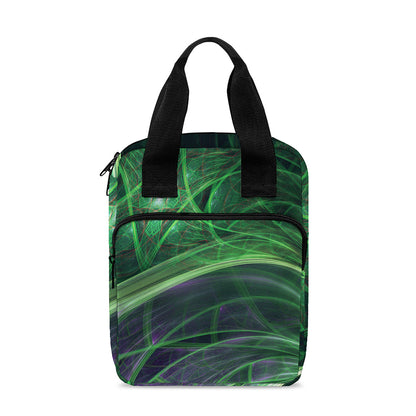 Green Fractal Print Bible Tote Bag