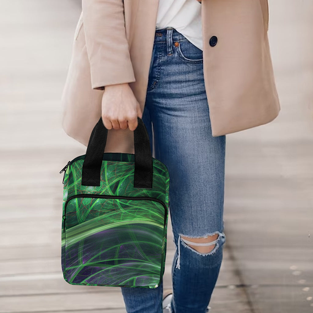 Green Fractal Print Bible Tote Bag