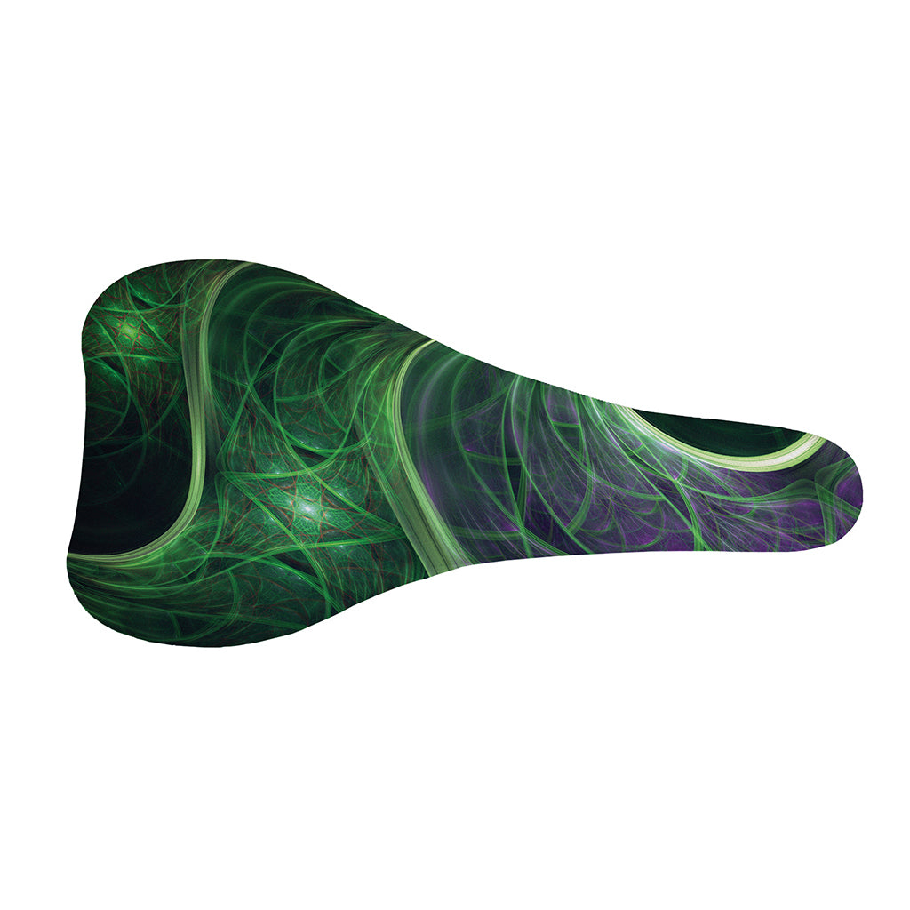 Green Fractal Print Bicycle Seat Cover