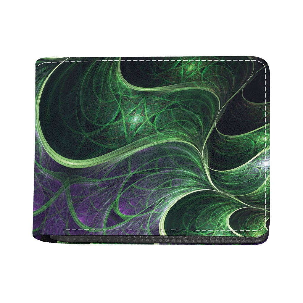 Green Fractal Print Bifold Wallet