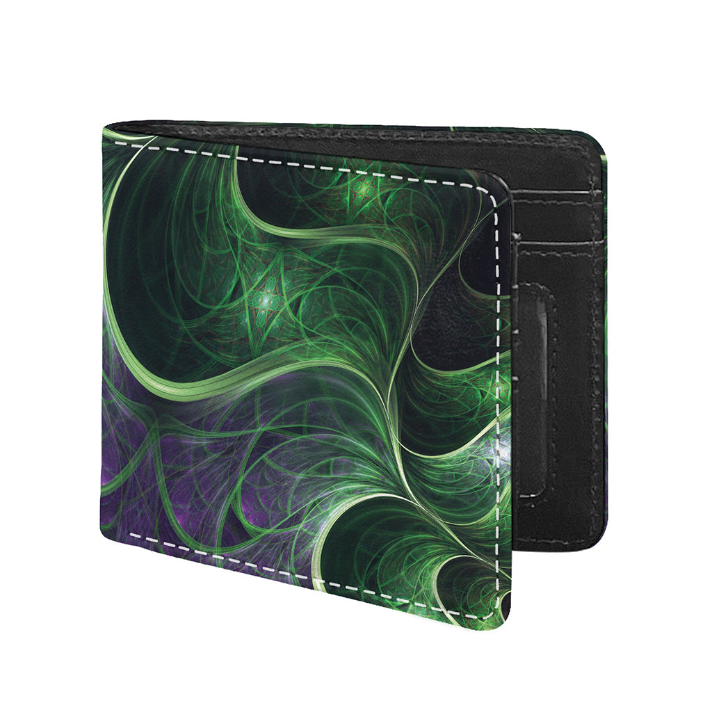 Green Fractal Print Bifold Wallet