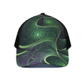 Green Fractal Print Black Mesh Trucker Hat