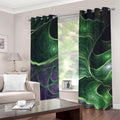 Green Fractal Print Dimout Grommet Curtains