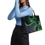 Green Fractal Print Canvas Tote Bag