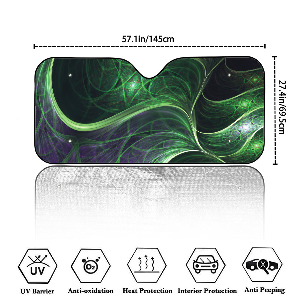 Green Fractal Print Car Windshield Sun Shade