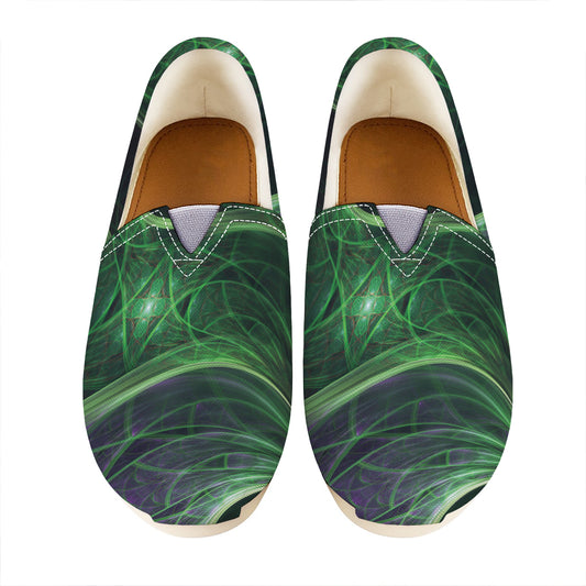 Green Fractal Print Casual Shoes